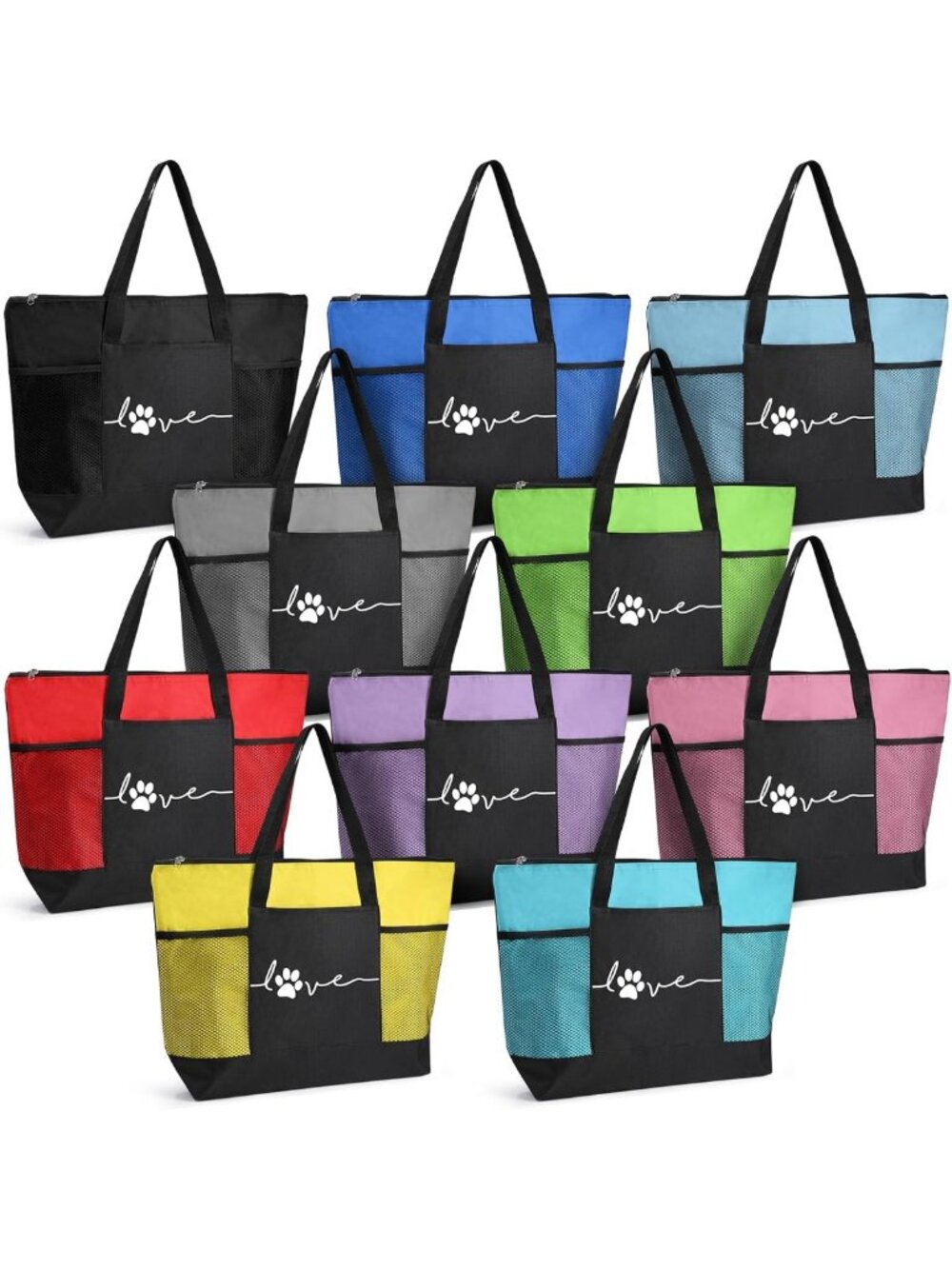 10 Pack Dog Paw Print Tote Bags - Perfect Vet Tech Week Gift for Animal Lovers